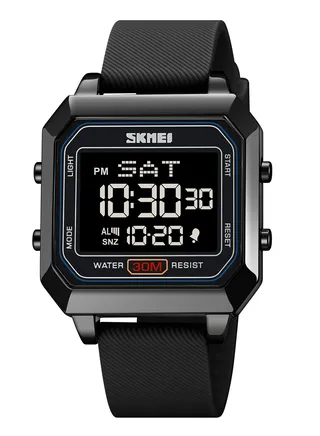Watches for Men Water Resistant Silicone Multifunctional Digital Watch 50mm 2150 Black 