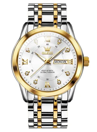 Watches for Men Stainless Steel Quartz Analog Water Resistant Watch 5513 