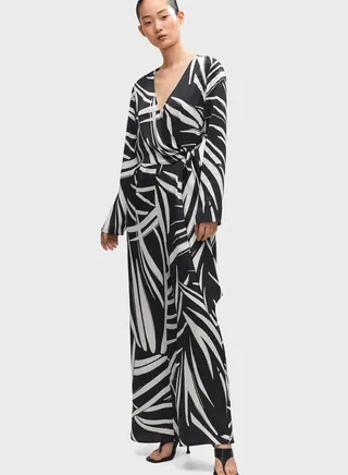 Surplice Neck Printed Jumpsuit 