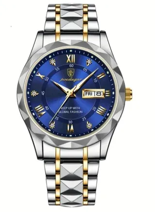 Luxury Men's Watches Stainless Steel Strap Quartz Waterproof Blue 