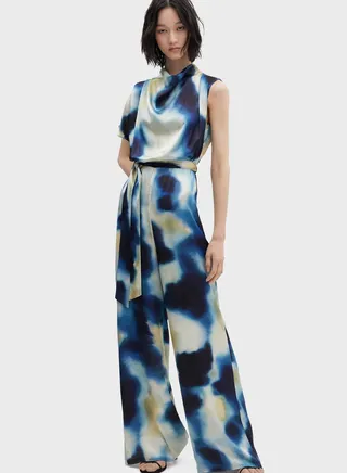 Printed Tie Detail Jumpsuit 