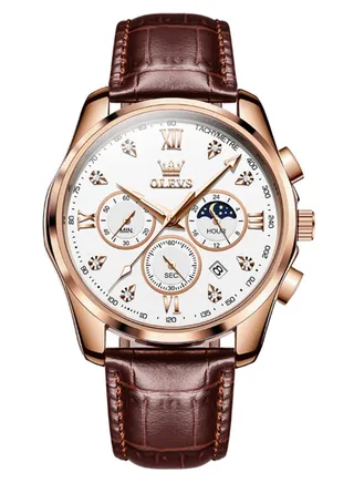 Watches for Men Quartz Leather Chronograph Water Resistant Watch 2888 