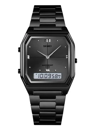 Watches for Men Stainless Steel Digital Analog Water Rresistant Watch 