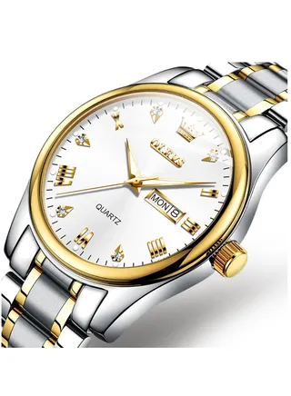 Watches for Men Stainless Steel Quartz Analog Water Resistant Watch White 5563 