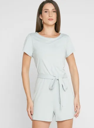 Tie Detail Knitted Playsuit 