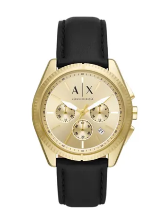 Men's Analog Round Shape Leather Wrist Watch AX2861 - 43 Mm 