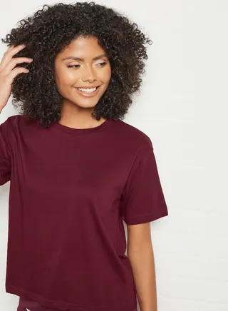 Plain Relaxed Loungewear T-Shirt Burgundy 