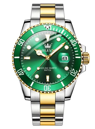 Watches For Men Stainless Steel Quartz Analog Water Resistant Watch 41mm 5885 Gold and Silver 