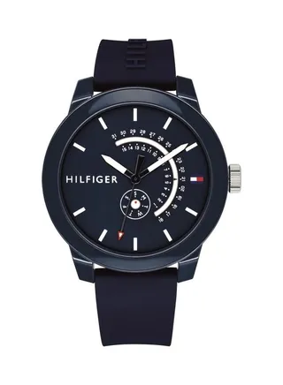 Men's Denim Round Shape Silicone Strap Analog Wrist Watch 44 mm - Blue - 1791482 