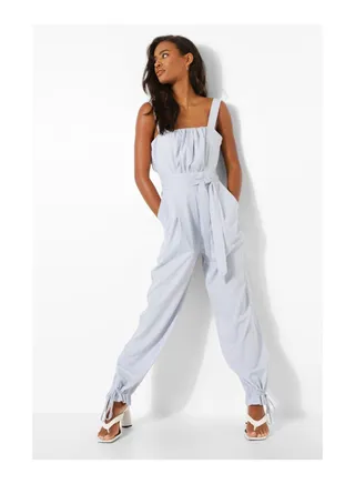Tie Waist Cuffed Leg Jumpsuit 