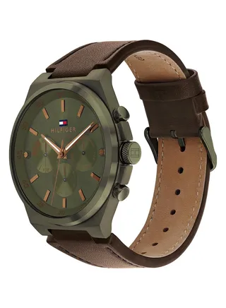 Men's Analog Round Shape Leather Wrist Watch 1792085 - 46 Mm 