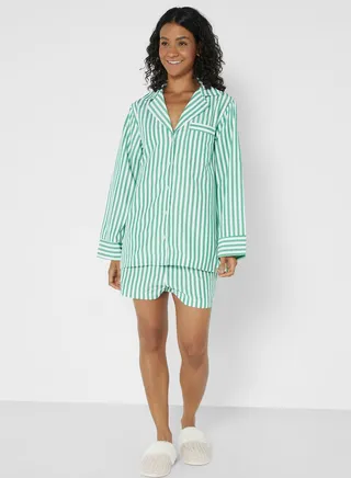 Stripe Resort Collar Pyjama Set 