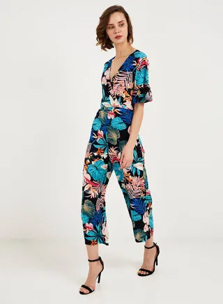 Floral Printed Jumpsuit Pink/Blue 
