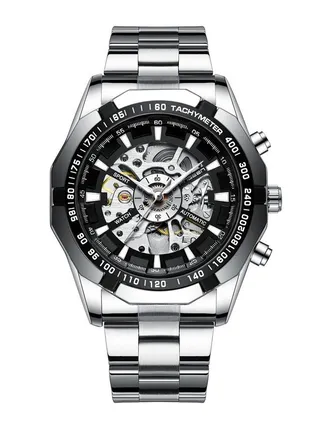 Men's Waterproof Mechanical Analog Watch - Silver 