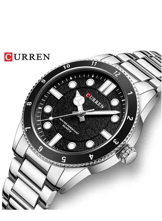 Watches for Men Waterproof Analog Stainless steel Wristwatch Withe&Black 8450 