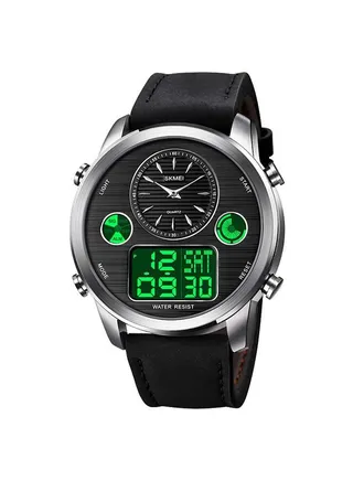 Men's 1653 Time Sport Analog Digital Leather Watch 