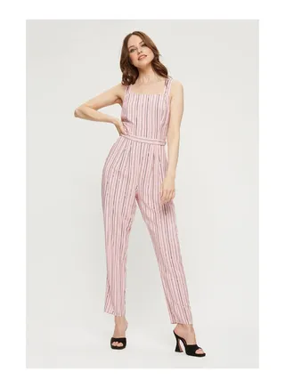 Pink Stripe Square Neck Jumpsuit 