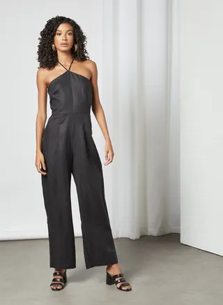 Halter Neck Jumpsuit Black 