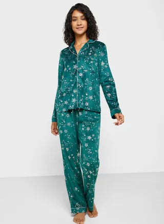 Floral Printed Shirt & Pyjama Set 