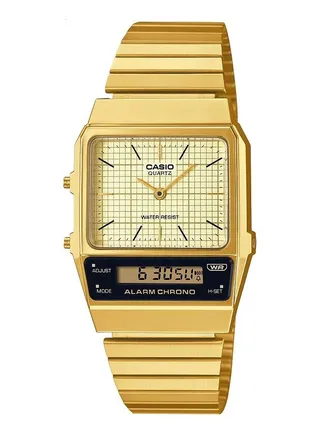 Casio Unisex Watch Vintage Digital Analog Gold Dial Stainless Steel Band AQ-800EG-9ADF 