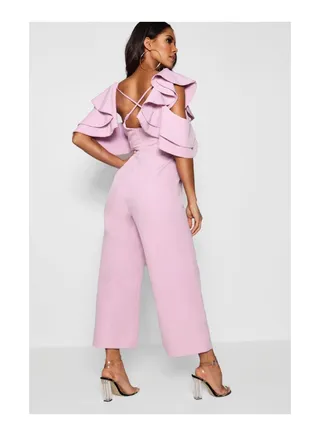 Statement Ruffle Cross Back Jumpsuit 