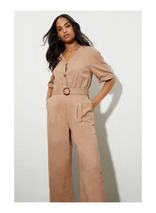 Belted Short Sleeve Jumpsuit 