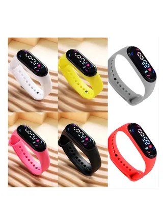 Kids' Water Resistant Silicone Digital Watch 6PCS 
