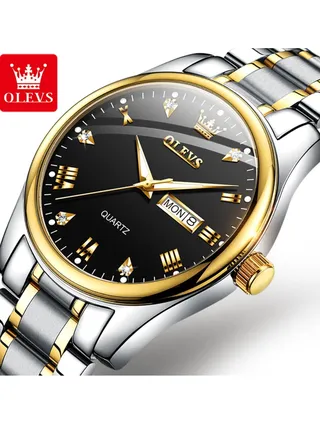 Men's Water Resistant Stainless Steel Analog Wrist Watch 40 mm - Black 