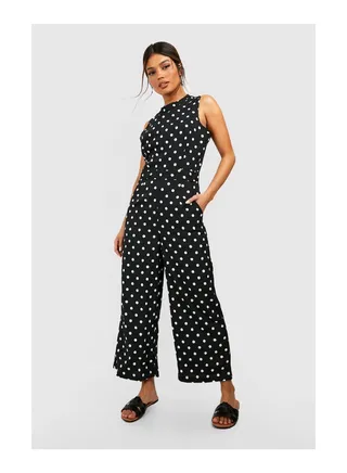High Neck Polka Dot Jumpsuit 