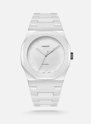 White carbon watch with Arabic numbers 