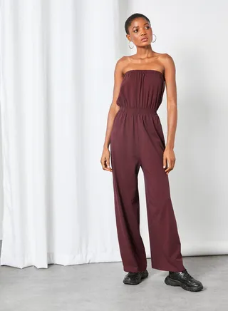 Bandeau Jumpsuit Maroon 