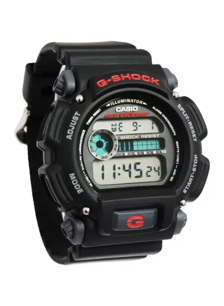 Men's Round Shape Rubber Strap Digital Wrist Watch 49 mm - Black - DW-9052-1VDR 