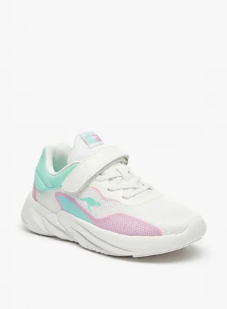 Kangaroos Girls' Textured Casual Sneakers With Hook And Loop Closure 