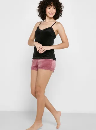 Lace Hem Pyjama Shorts 