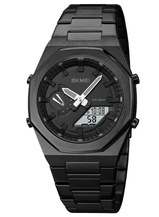 Watch for Men Stainless Steel Water Resistance Analog Digital Watch Black 41mm 1816 