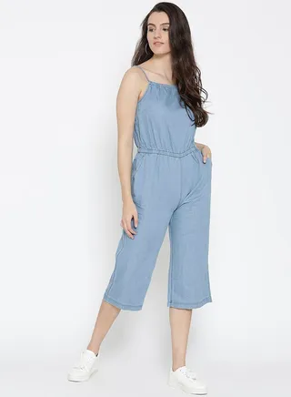 Women's Denim Casual Jumpsuit Light Indigo 