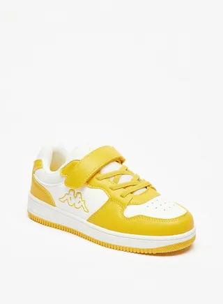 Girls Panelled Low Ankle Sneakers with Hook and Loop Closure 