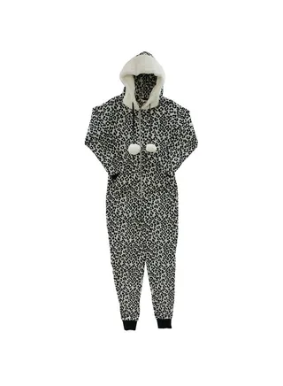 Animal Print Hooded Jumpsuit Multicolour 