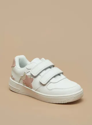 Girls Colourblock Sneakers with Hook and Loop Closure 