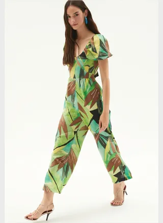 Patterned High Waist Jumpsuit 