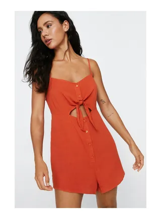 Tie Front Cover Up Romper 