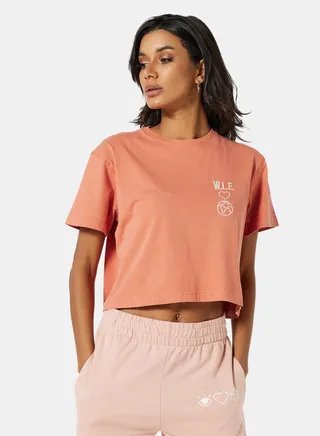 Eco-Friendly Logo Loungewear Crop T-Shirt Dusty Orange 