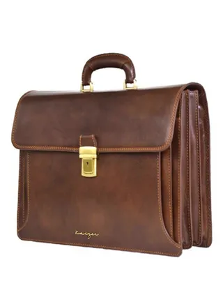 Statesman Leather Briefcase Bag Brown 