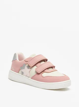 Girls Colourblock Sneakers with Hook and Loop Closure 