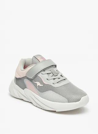 Kangaroos Girls' Textured Casual Sneakers With Hook And Loop Closure 