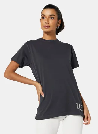 Eco-Friendly Oversized Logo Loungewear T-Shirt Charcoal Grey 