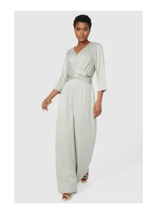 Drape Detail Wide Leg Jumpsuit 