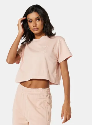 Eco-Friendly Logo Loungewear Crop Top Light Pink 
