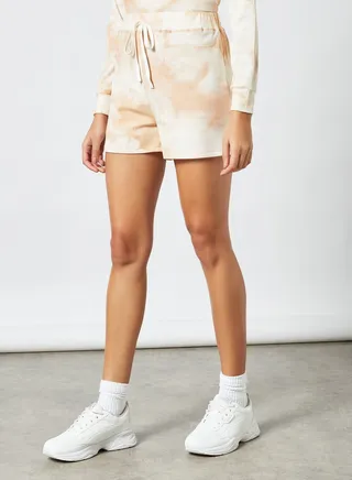 Tie Dye Print Shorts White 