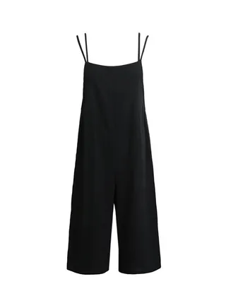 Loose Wide Legs Long Pants Black 